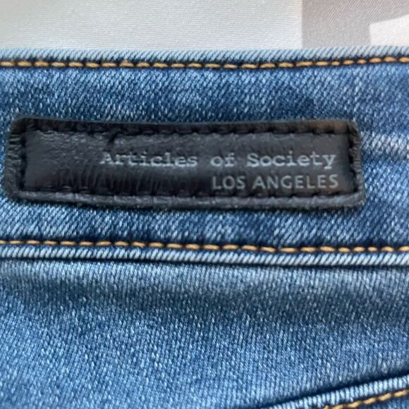 Articles of Society Sarah Skinny Jeans Blue Med Wash Distressed Denim 5-Pocket 2 - Picture 5 of 11